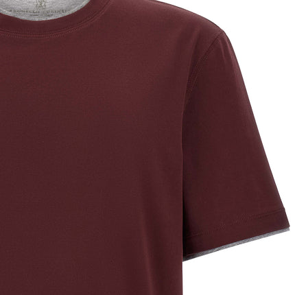 Brunello Cucinelli Bordeaux Cotton T-Shirt
