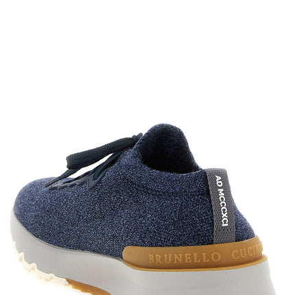Brunello Cucinelli Blue Wool Athletic Sneakers