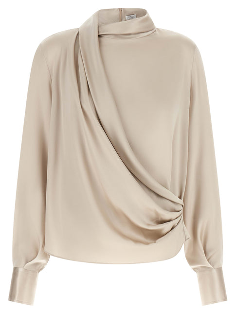 Brunello Cucinelli Beige Silk Blouse