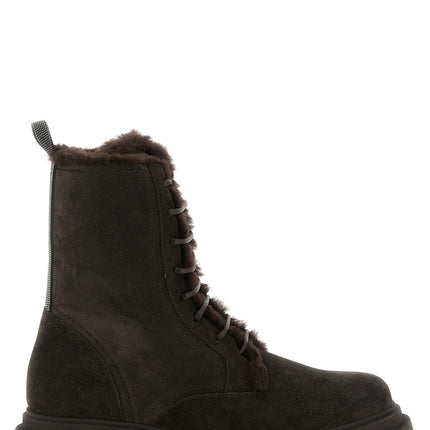 Brunello Cucinelli Brown Calfskin Lace-Up Boots