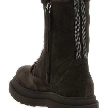 Brunello Cucinelli Brown Calfskin Lace-Up Boots