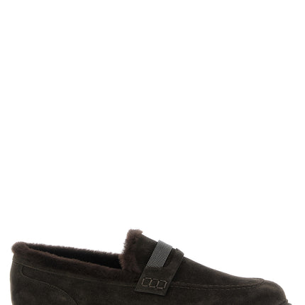 Brunello Cucinelli Brown Calfskin Slip-On Loafers