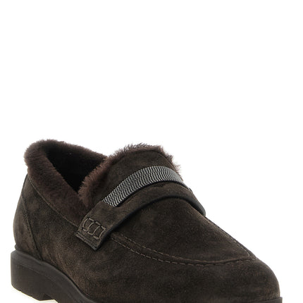 Brunello Cucinelli Brown Calfskin Slip-On Loafers
