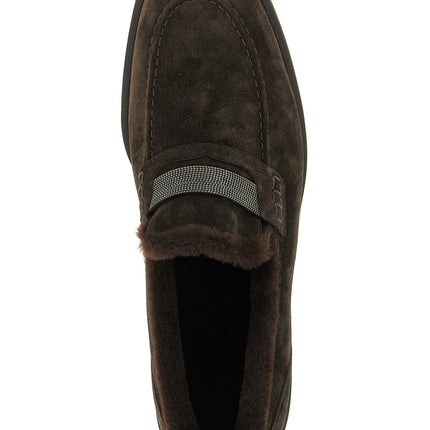 Brunello Cucinelli Brown Calfskin Slip-On Loafers