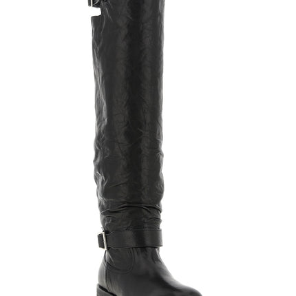 Jimmy Choo Black Leather Over The Knee