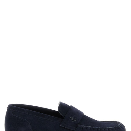 Jimmy Choo Blue Leather Slip-On Loafers