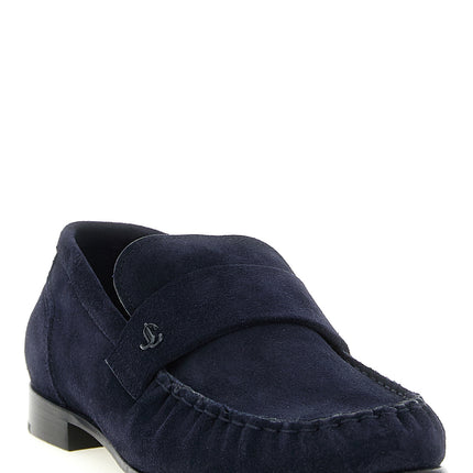Jimmy Choo Blue Leather Slip-On Loafers