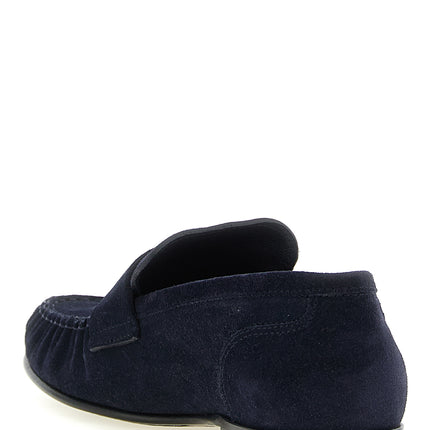 Jimmy Choo Blue Leather Slip-On Loafers