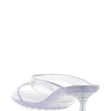 Jimmy Choo Silver Rubber Flat Sandals