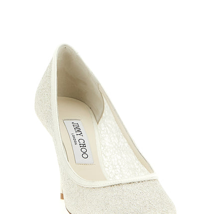 Jimmy Choo White Tencel High Heel Pumps