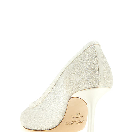 Jimmy Choo White Tencel High Heel Pumps