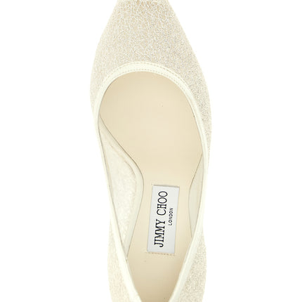 Jimmy Choo White Tencel High Heel Pumps