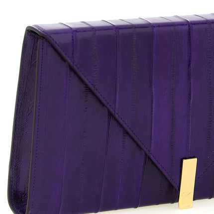 Giuseppe Zanotti Purple Leather Clutch Bag