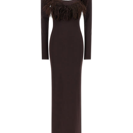 The Attico Brown Viscose Long Dress
