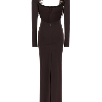 The Attico Brown Viscose Long Dress