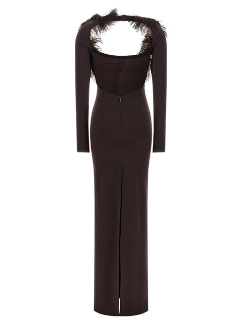 The Attico Brown Viscose Long Dress
