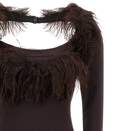 The Attico Brown Viscose Long Dress