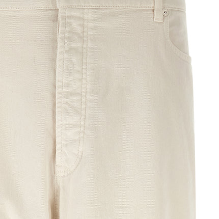 Brunello Cucinelli White Cotton Relaxed Fit Jeans