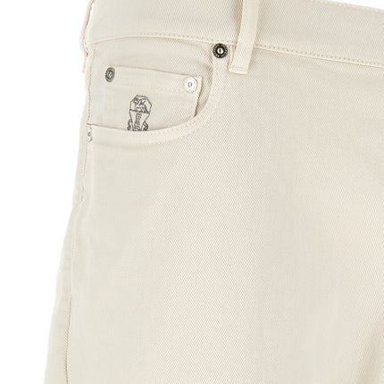 Brunello Cucinelli White Cotton Relaxed Fit Jeans