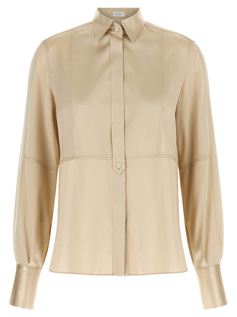 Brunello Cucinelli Beige Silk Blouse