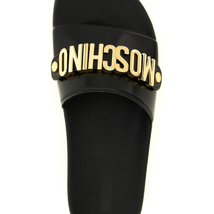 Moschino Gold Pvc Slides Moschino