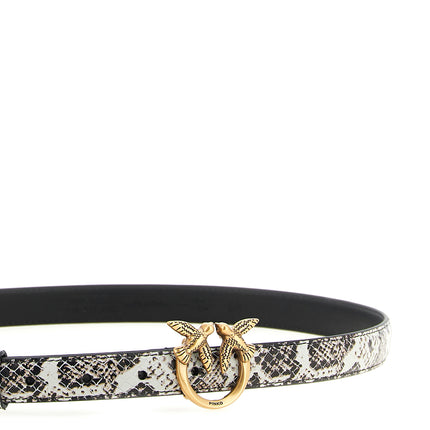 PINKO Gray Calfskin Thin Belt