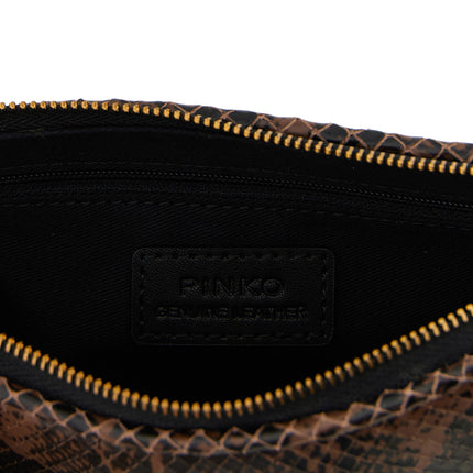 PINKO Brown Calfskin Crossbody Bag