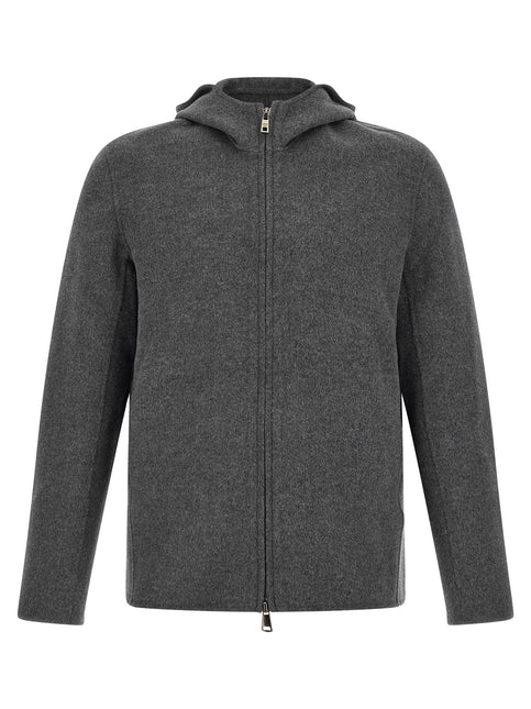 GIORGIO BRATO Gray Wool Full-Length Jacket