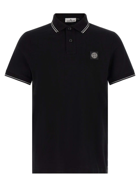 Stone Island Black Cotton Polo Shirt Stone Island