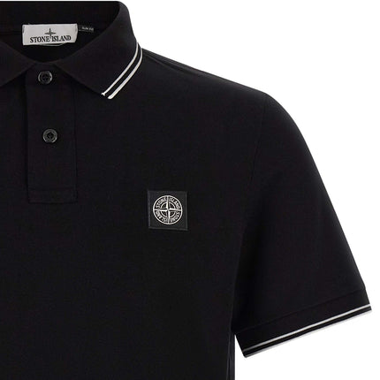 Stone Island Black Cotton Polo Shirt Stone Island