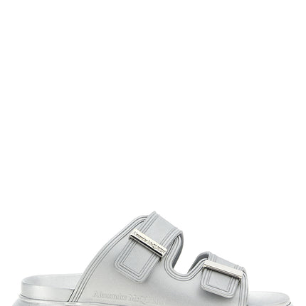 Alexander McQueen Silver Rubber Slides Alexander McQueen