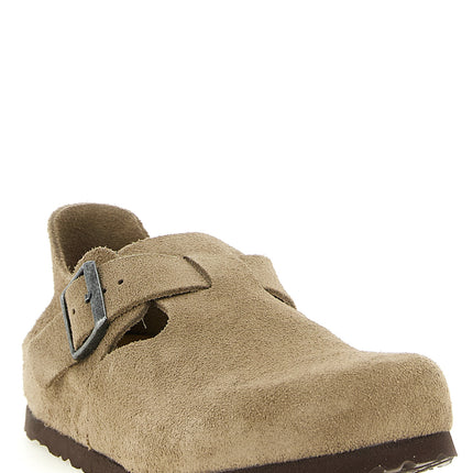 Birkenstock Beige Suede Leather Clogs