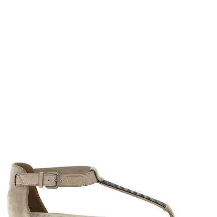 Brunello Cucinelli Beige Calfskin Flat Sandals Brunello Cucinelli