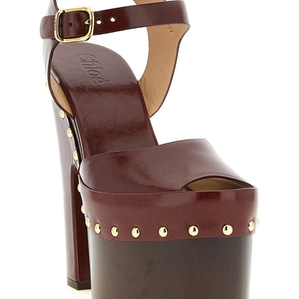 Chloé Bordeaux Lamb Leather Stiletto Heel Sandals Chloé