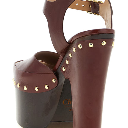 Chloé Bordeaux Lamb Leather Stiletto Heel Sandals Chloé