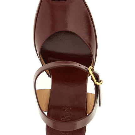 Chloé Bordeaux Lamb Leather Stiletto Heel Sandals