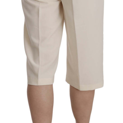 Silvian Heach Cream Mid Waist Cotton Straight Cropped Pants