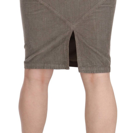 Just Cavalli Gray Corduroy Pencil Straight A-Line Skirt