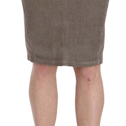 Just Cavalli Gray Corduroy Pencil Straight A-Line Skirt