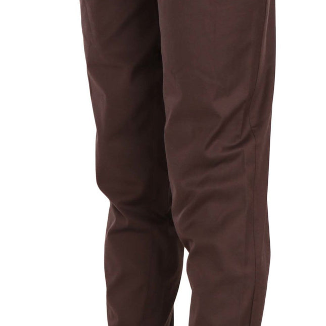 Just Cavalli Brown High Waist Tapered Formal Trousers Pants