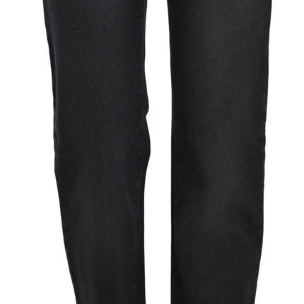 Just Cavalli Black Washed High Waist Straight Denim Pants Jeans