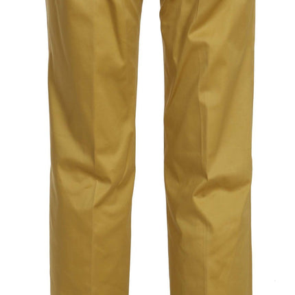 Just Cavalli Mustard Yellow Straight Formal Trousers Pants