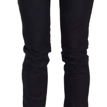Just Cavalli Black Cotton Low Waist Skinny Denim Pants