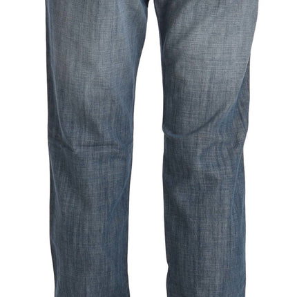 Just Cavalli Blue Washed Cotton Low Waist Slim Fit Denim Pants