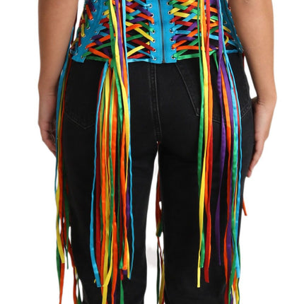 Dolce & Gabbana Multicolor Strings Bustier Polyester Corset  Top