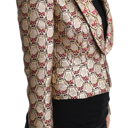 Dolce & Gabbana Gold Floral Sequined Blazer Coat Jacket