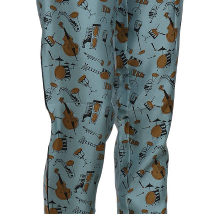 Dolce & Gabbana Blue Musical Instruments Print Tapered Pants