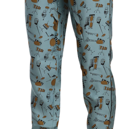Dolce & Gabbana Blue Musical Instruments Print Tapered Pants