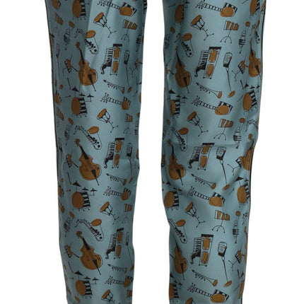 Dolce & Gabbana Blue Musical Instruments Print Tapered Pants