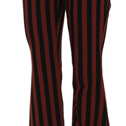 Dolce & Gabbana Black Amaranth Stripe Cropped Flared Pants